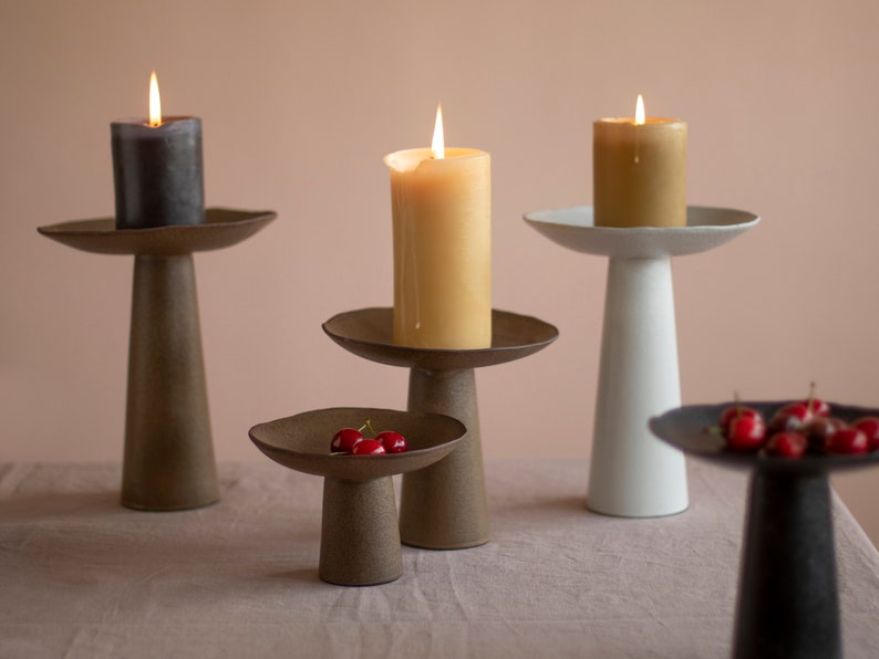 Set Of 3 Candleholder, Ceramic candle tray, Handmade Ceramics, Stoneware Candle Holders, advent candle holder image 4