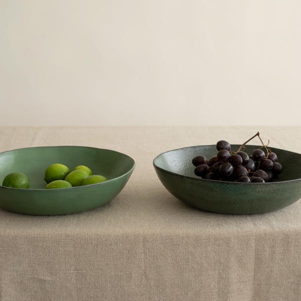 Handcrafted Gray Ceramic Serving Bowl