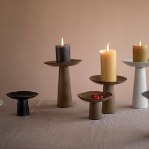 Set Of 3 Candleholder, Ceramic candle tray, Handmade Ceramics, Stoneware Candle Holders, advent candle holder image 5