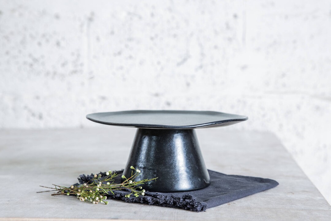 Cake Stand, Small Cake Stand, Ceramic Cake Stand, Black Cake Stand