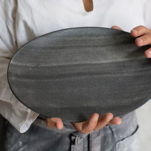 Ceramic black serving platter
