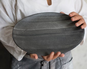 Ceramic black serving platter