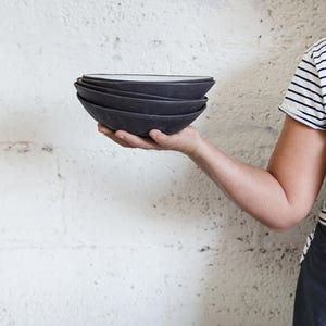 Black And White Bowl, Wabi Sabi Bowl, Soup Bowl, Handmade Bowl, Minimalist Bowl, Simple Bowl, Salad Bowl, Christmas Gift, Housewarming Gift. image 1