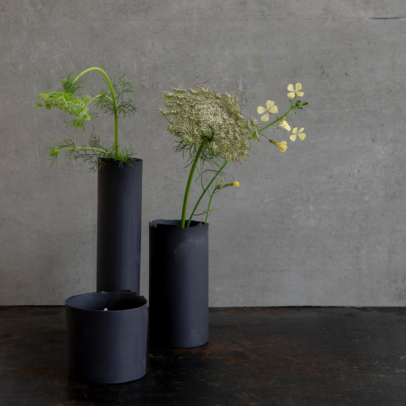 Set of Single Flower Bud Vases & Candle-holder Black - Etsy