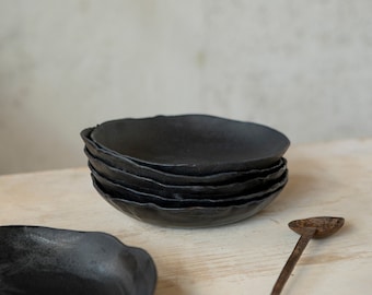 Ceramic bowls in black, Rustic Ceramic Pasta Bowl, Soup bowl, Pasta Bowls, Black serving bowl, .Unique kitchen decor housewarming gift