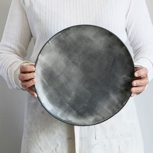 Large Ceramic serving plate, Stoneware serving Platter, Unique plate, Pottery Serving dish, White Ceramic Plate, Housewarming Gift