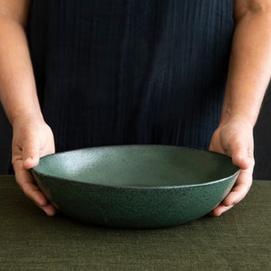 Salad Bowl Fruit Bowl Green Large Ceramic Serving Bowl, Elegant Handmade Pottery Salad Serving Bowl, Hostess Xmas Gift image 4