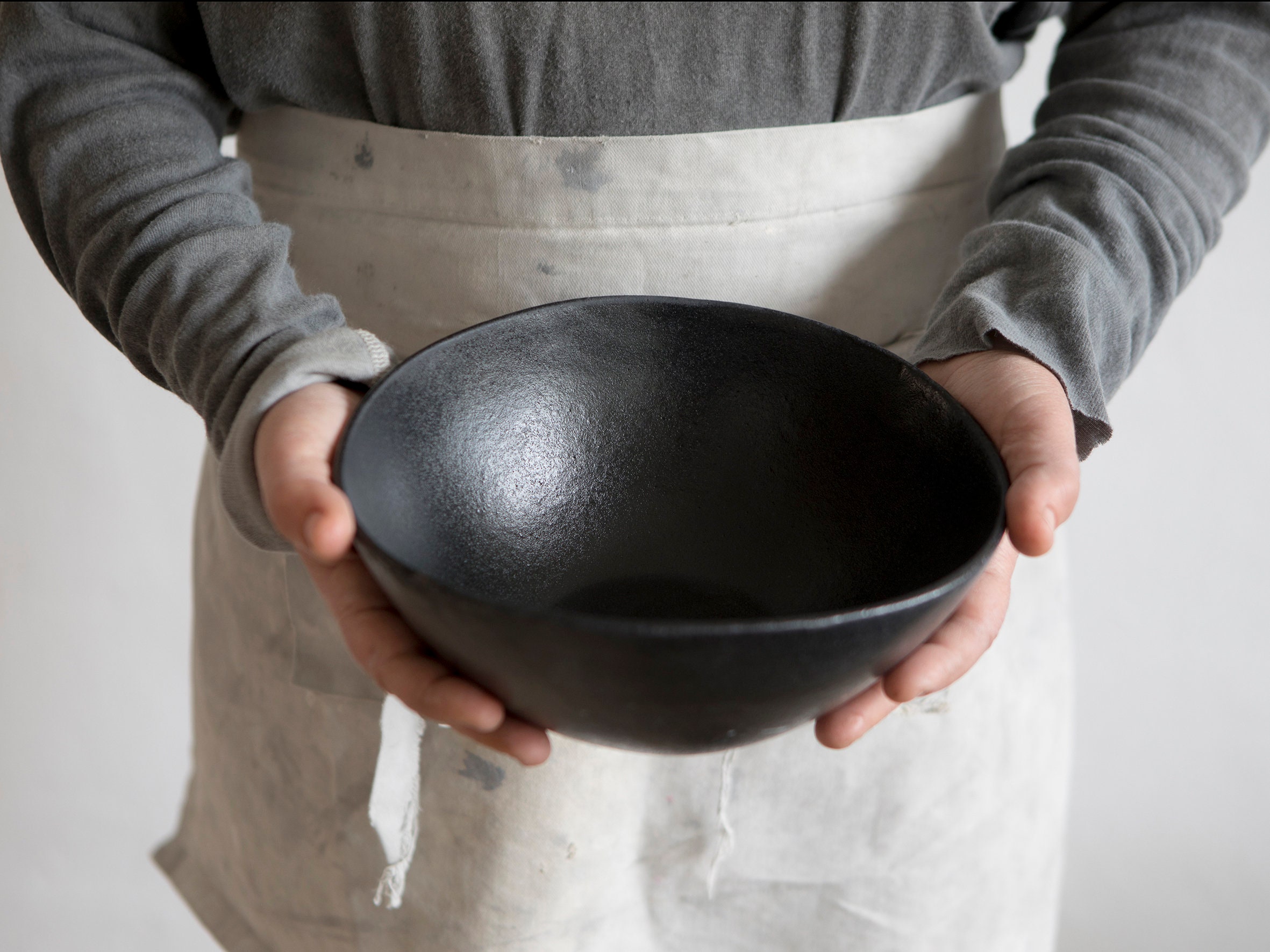 Handmade Salad Bowls Modern Ceramic Bowl Black Pottery Etsy
