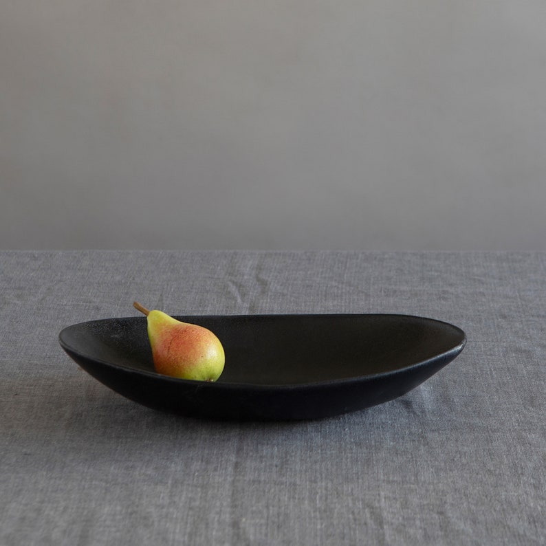 Large Oval Ceramic Serving Bowl, Modern Ceramic Bowl, Unique Fruit Bowl, Black Or White Bowl, Gift For Mom image 2