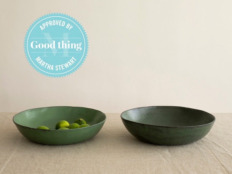 Salad Bowl Fruit Bowl Green Large Ceramic Serving Bowl, Elegant Handmade Pottery Salad Serving Bowl, Hostess Xmas Gift image 2