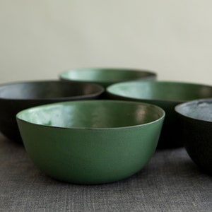 2 Handmade Ceramic Bowls, Set of TWO Soup Bowls, Pottery Dinnerware Soup Bowls Set, Gift for New Home, Handmade Ceramic Bowls, Green Bowls image 5