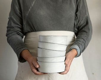 Ensemble de bols Ramen en céramique faits à la main - Ensemble de 2 - Finition vitrée unique - Bols à soupe de nouilles japonaises