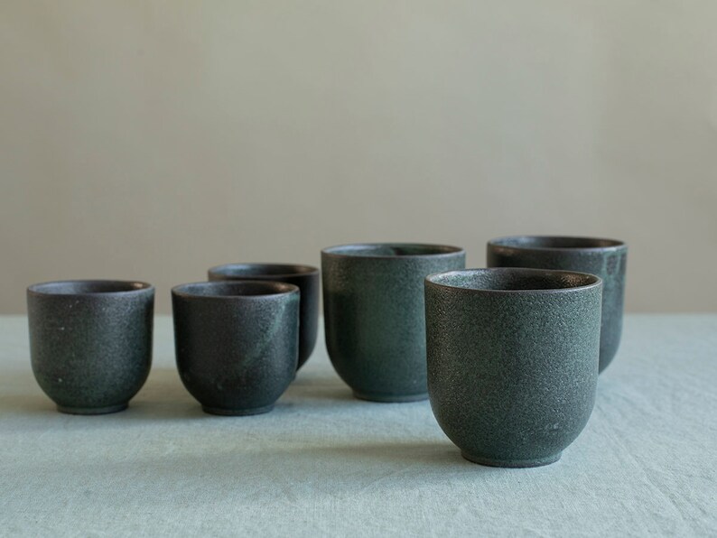 Set of TWO Handmade Pottery Coffee Cups 2 Ceramic Espresso Etsy