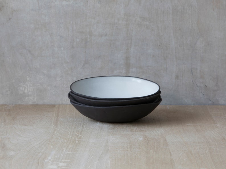 Ceramic Soup Bowl white And Black Ceramic Bowl Serving Bowl Etsy