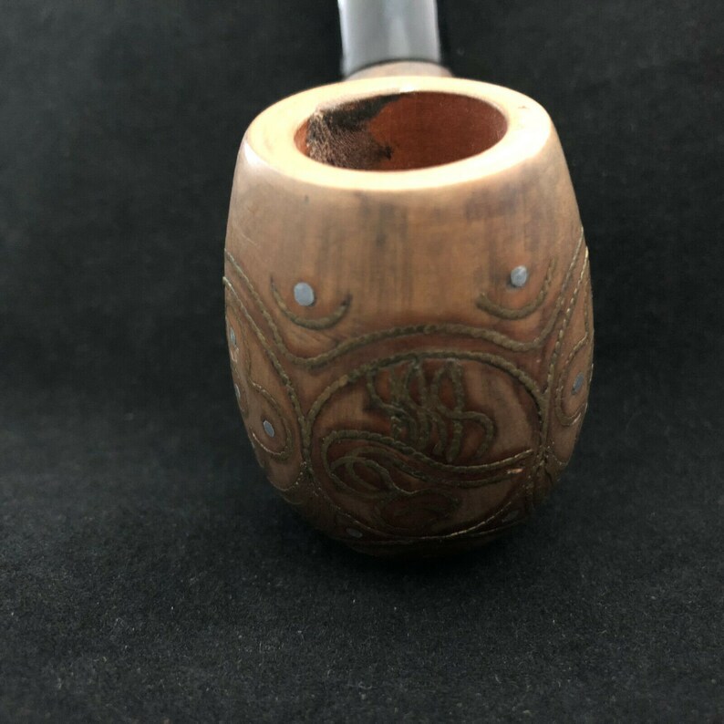 Silver and a Metal Filter Vintage Handcrafted Pipe Inlayed w Metal