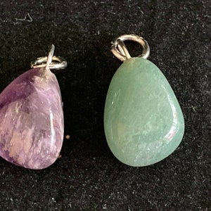 Vintage Pair of Natural Stone Polished Necklace Pendants