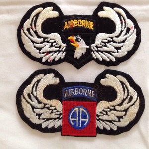 Airborne Embroidered Iron or Sew On Patches Set of Two (2)
