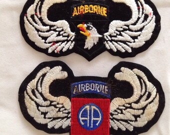 Airborne Embroidered Iron or Sew On Patches Set of Two (2)