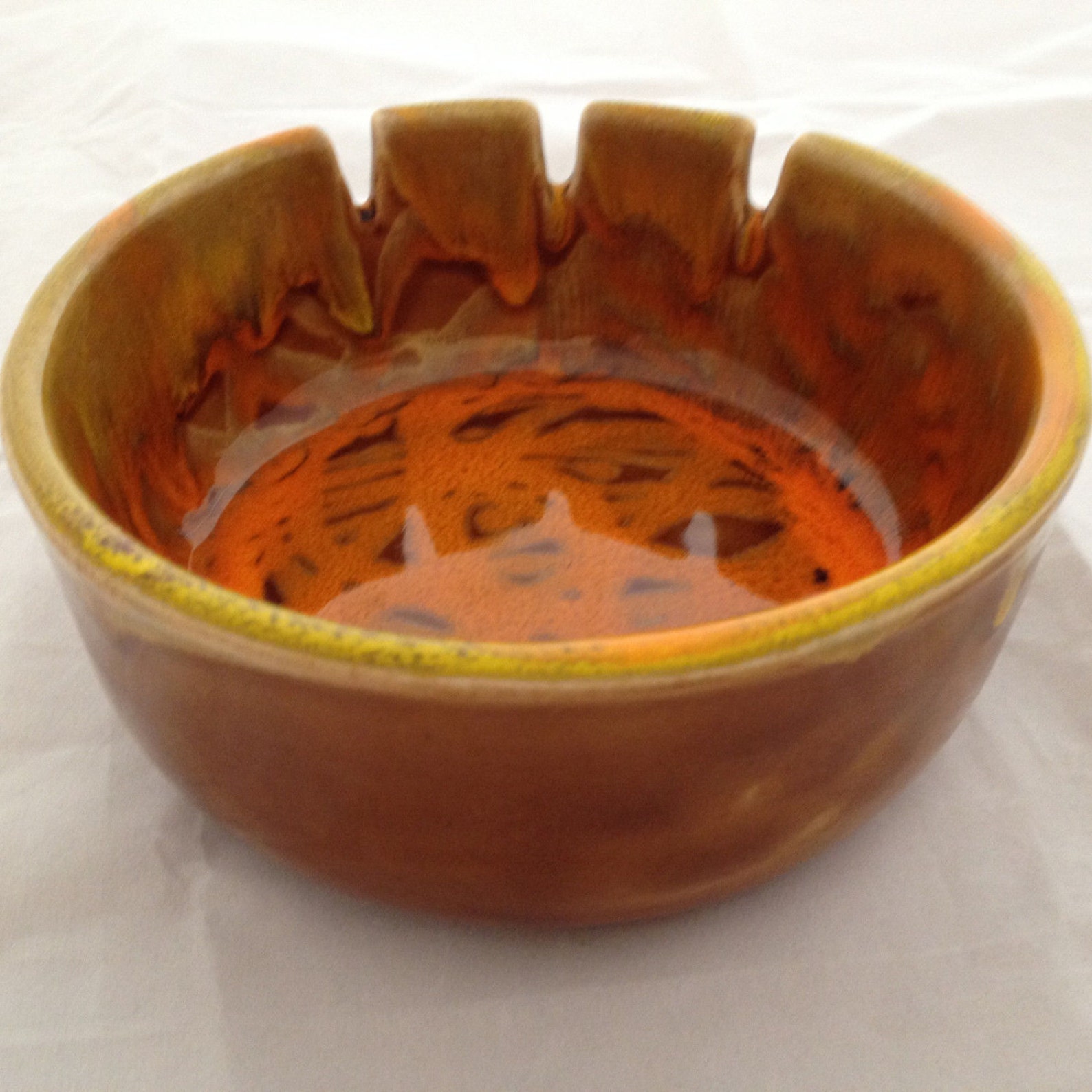 Vintage California Original Pottery Ashtray 774 Tie Dyed Etsy