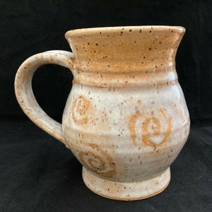 Vintage Stoneware White and Tan Speckled Mug / Cup Signed and Numbered