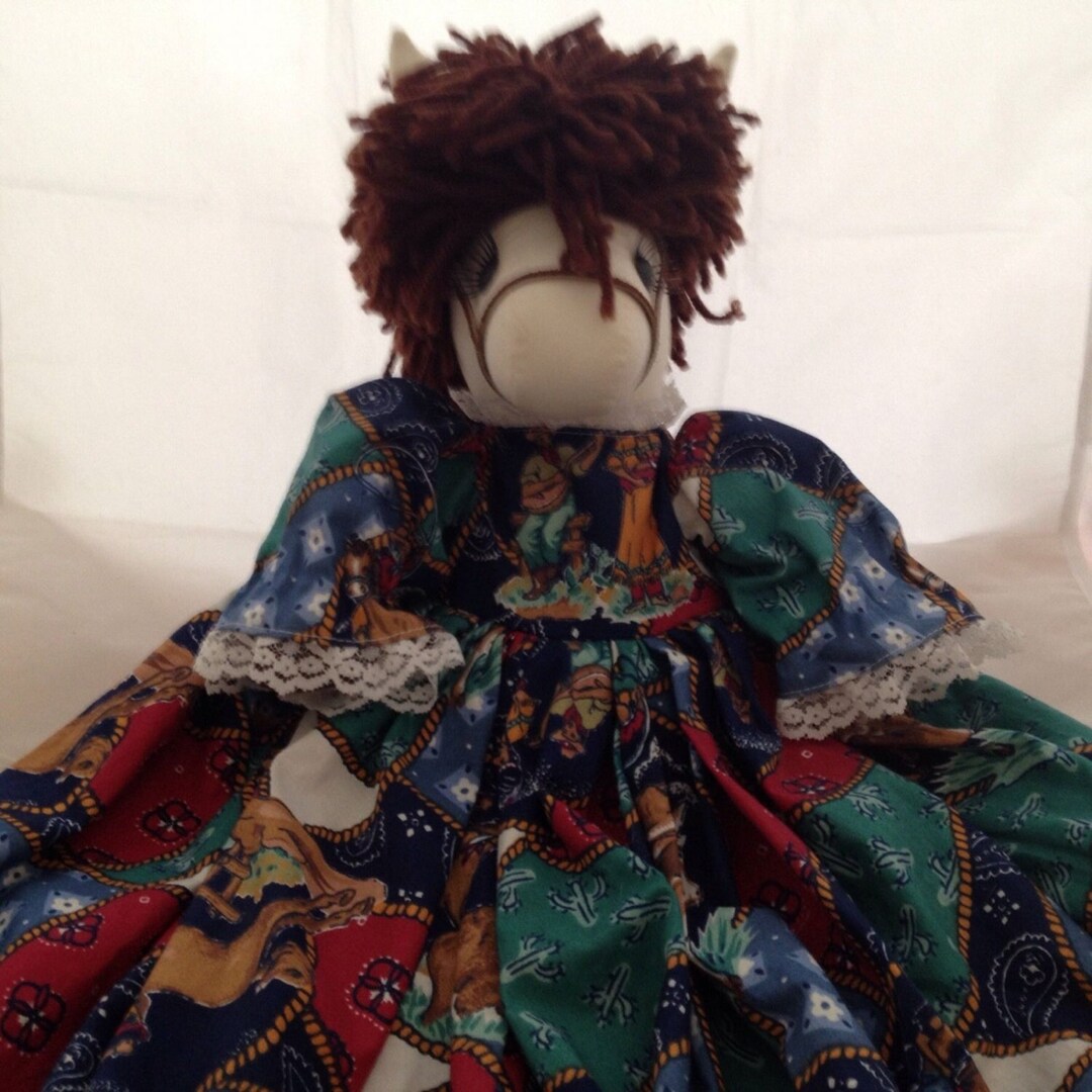 Handmade Pony / Horse Bean Bag Wearing a Dress With Brown Yarn Mane Etsy