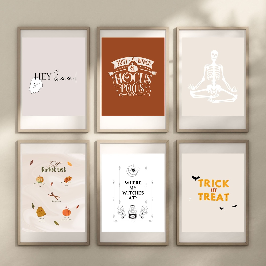 Halloween Printable Gallery Wall Art Bundle, Set of 6 Print at Home ...