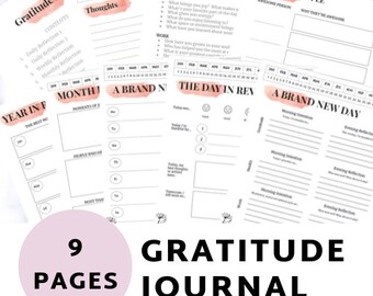 Gratitude Journal Printable Templates Daily Weekly Monthly Yearly Gratitude Reflection Planner