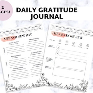 Daily Gratitude Journal Printable Templates Reflection Planner