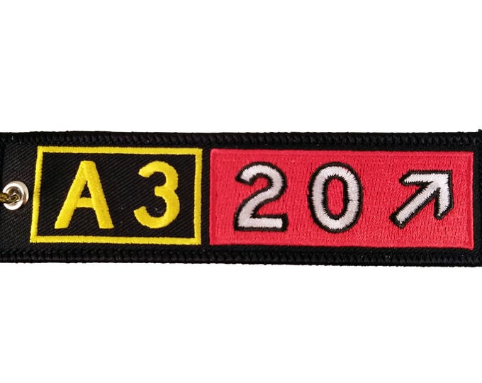 Airbus A320 Taxiway Sign Embroidered Keychain. Aviation Gifts for Pilots!