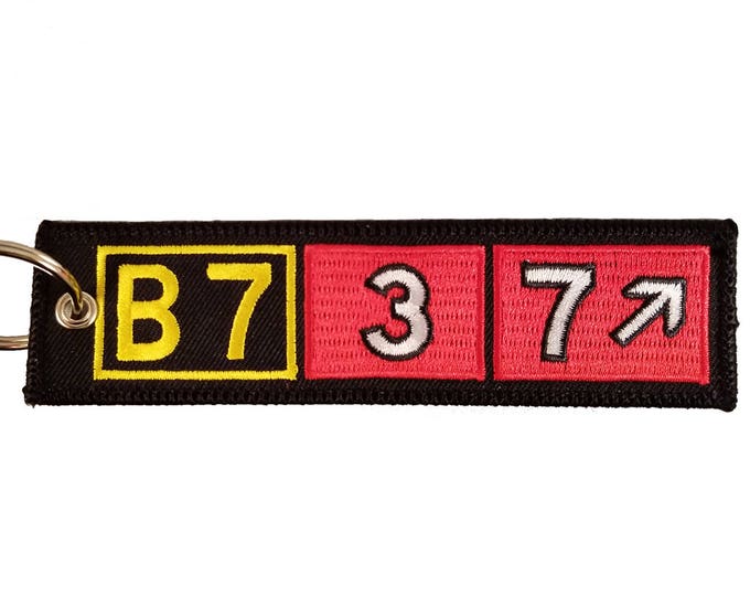 Boeing 737 Taxiway Sign Embroidered Keychain. Aviation Gifts for Pilots!