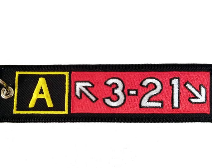 Airbus A321 Taxiway Sign Embroidered Keychain. Aviation Gifts for Pilots!