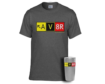 AV8R Taxiway Sign Tumbler and Tee bundle. AV8R airport directional sign by Pilot Expressions
