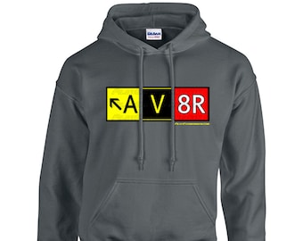 AV8R (Aviator) Taxiway Sign Hoodie Sweatshirt! Aviation Apparel for Pilots and Enthusiasts!