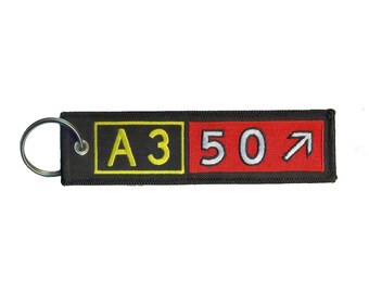 Airbus A350 Taxiway Sign Embroidered Keychain. Aviation Gifts for Pilots!