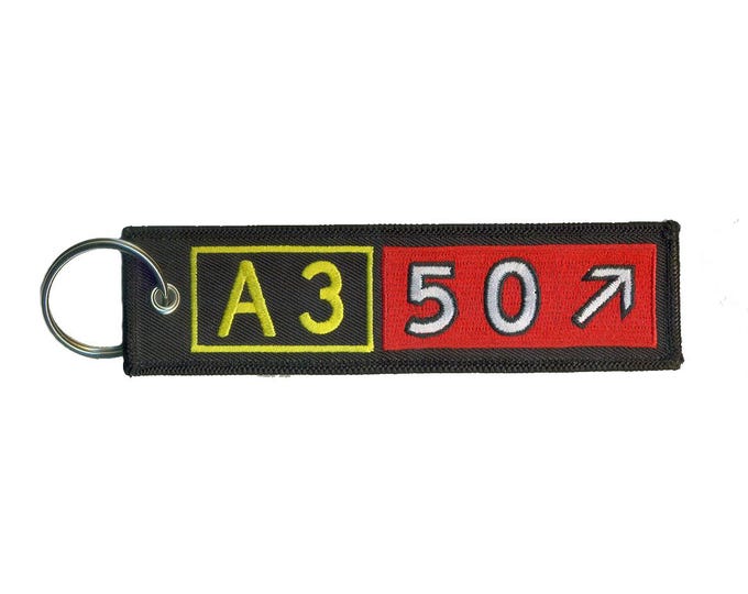 Airbus A350 Taxiway Sign Embroidered Keychain. Aviation Gifts for Pilots!