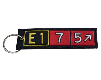 Embraer 175 Taxiway Sign Embroidered Keychain. Aviation Gifts for Pilots!