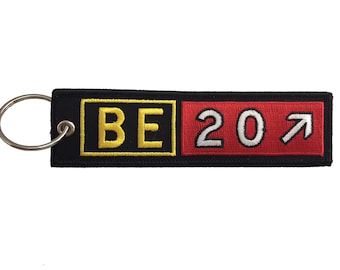 Beechcraft Super King Air 200 Taxiway Sign Embroidered Keychain. Aviation Gifts for Pilots!