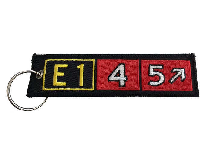 Embraer 145 Taxiway Sign Embroidered Keychain. Aviation Gifts for Pilots!