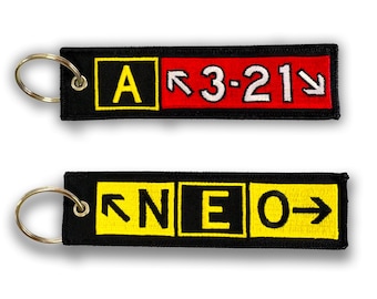 Airbus A321 NEO Taxiway Sign Embroidered Keychain