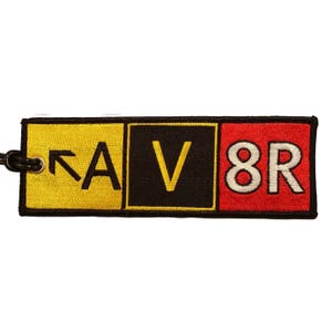 Flight Crew Luggage Tag. The AV8R (Aviator) Taxiway Sign. Aviation Gifts for Pilots! (Embroidered)