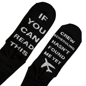 If You Can Read This... Crew Scheduling Hasn't Found Me Yet Airline Uniform Socks | Aviation Themed Dress Socks!