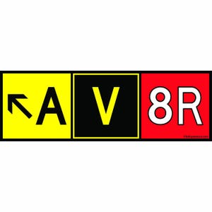 Aviation Stickers for Pilots: AV8R (Aviator) Taxiway Sign Sticker