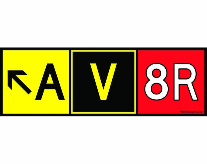 Aviation Stickers for Pilots: AV8R (Aviator) Taxiway Sign Sticker