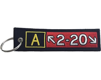 Airbus A220 Taxiway Sign Embroidered Keychain. Aviation Gifts for Pilots!
