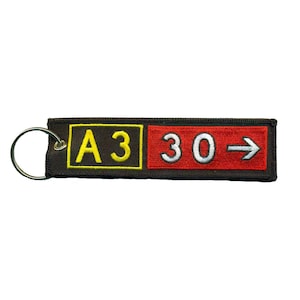 Airbus A330 Taxiway Sign Embroidered Keychain. Aviation Gifts for Pilots!
