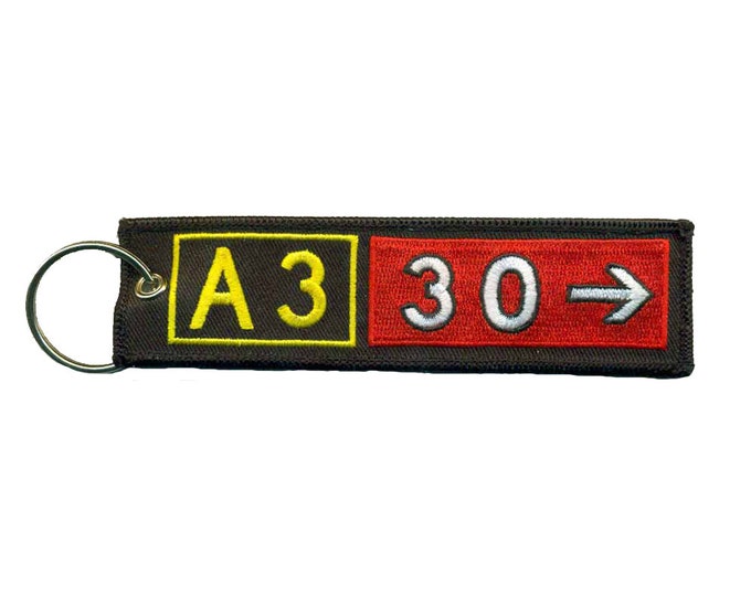 Airbus A330 Taxiway Sign Embroidered Keychain. Aviation Gifts for Pilots!