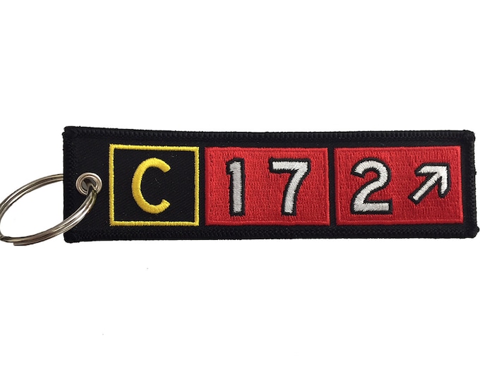 Cessna 172 Taxiway Sign Embroidered Keychain. Aviation Gifts for Pilots!