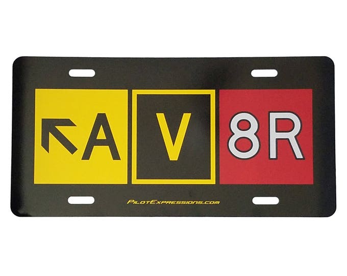 AV8R Taxiway Sign Aluminum Decorative License Plate! Aviation Pilot Gifts. Automotive accessories