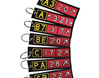 Airplane Taxiway Sign Embroidered Keychain. Aviation Gifts for Pilots!