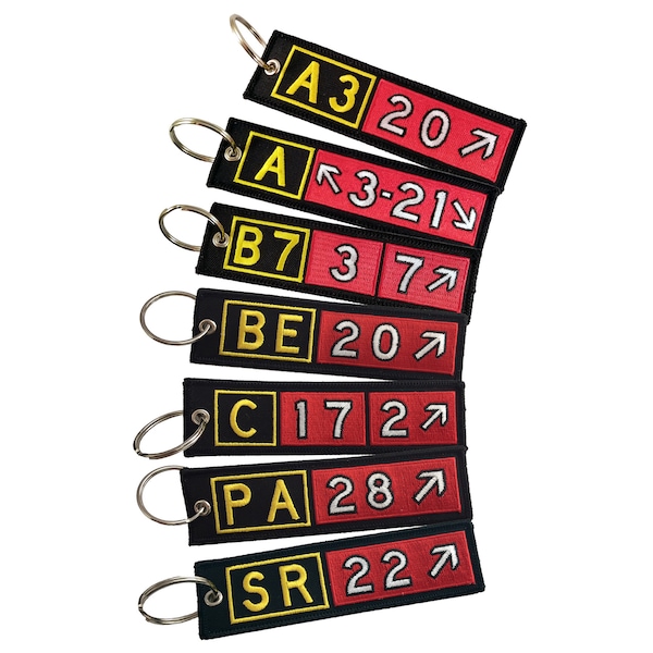 Airplane Taxiway Sign Embroidered Keychain. Aviation Gifts for Pilots!